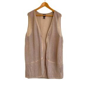Chico’s Traveler’s Gold Metallic Open Knit Vest Topper size 2/ Large